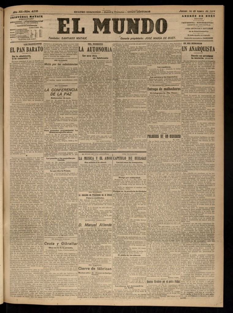 Miniatura de El Mundo del 30 de enero de 1919