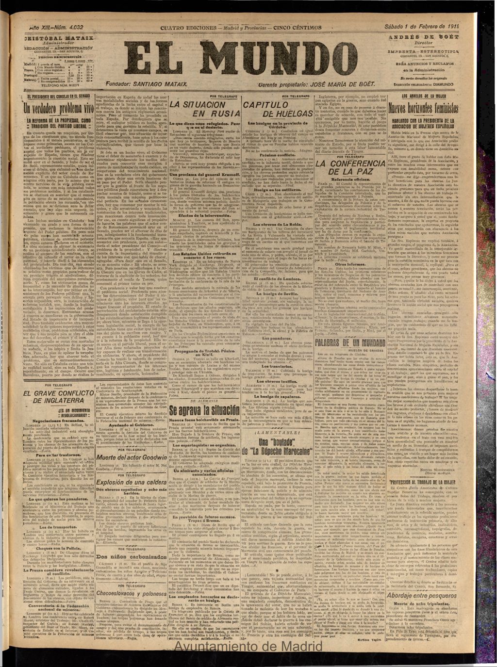 Miniatura de El Mundo del 1 de febrero de 1919