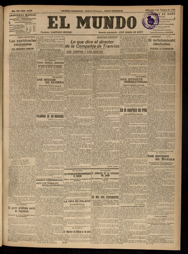 Miniatura de El Mundo del 5 de febrero de 1919