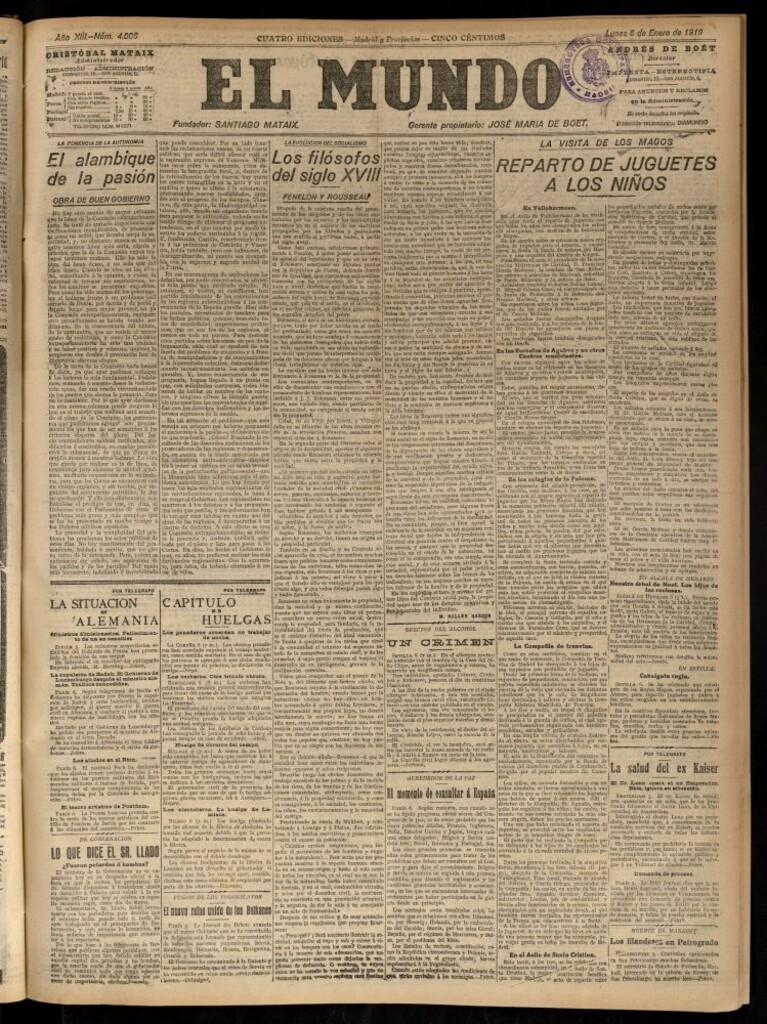 Miniatura de El Mundo del 6 de enero de 1919