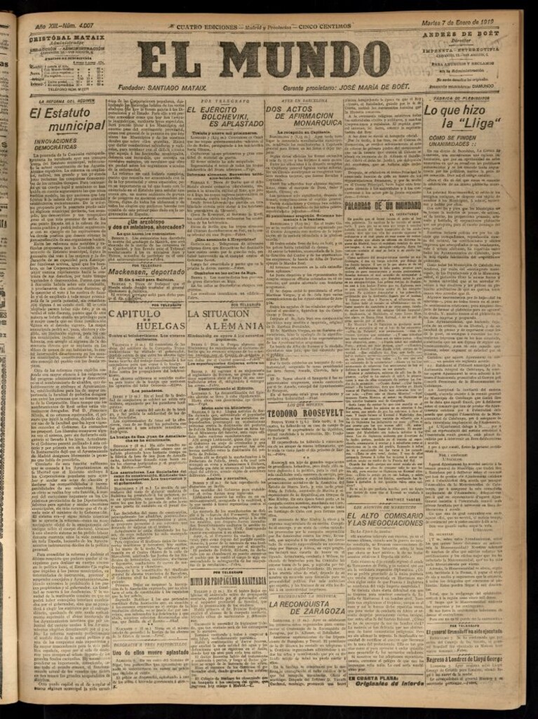 Miniatura de El Mundo del 7 de enero de 1919