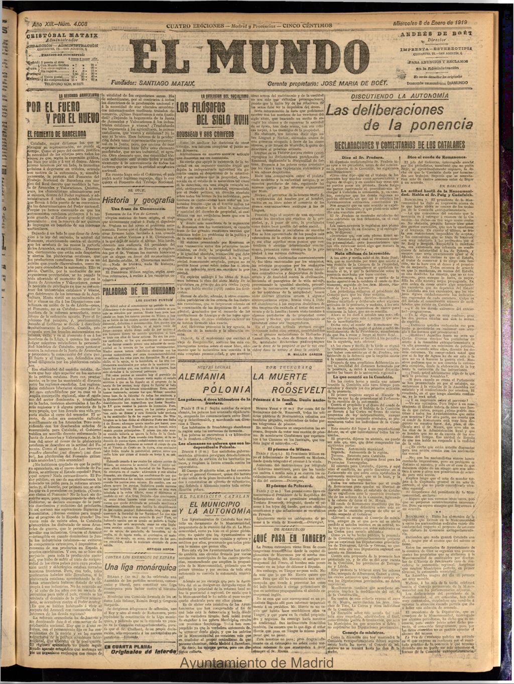 Miniatura de El Mundo del 8 de enero de 1919