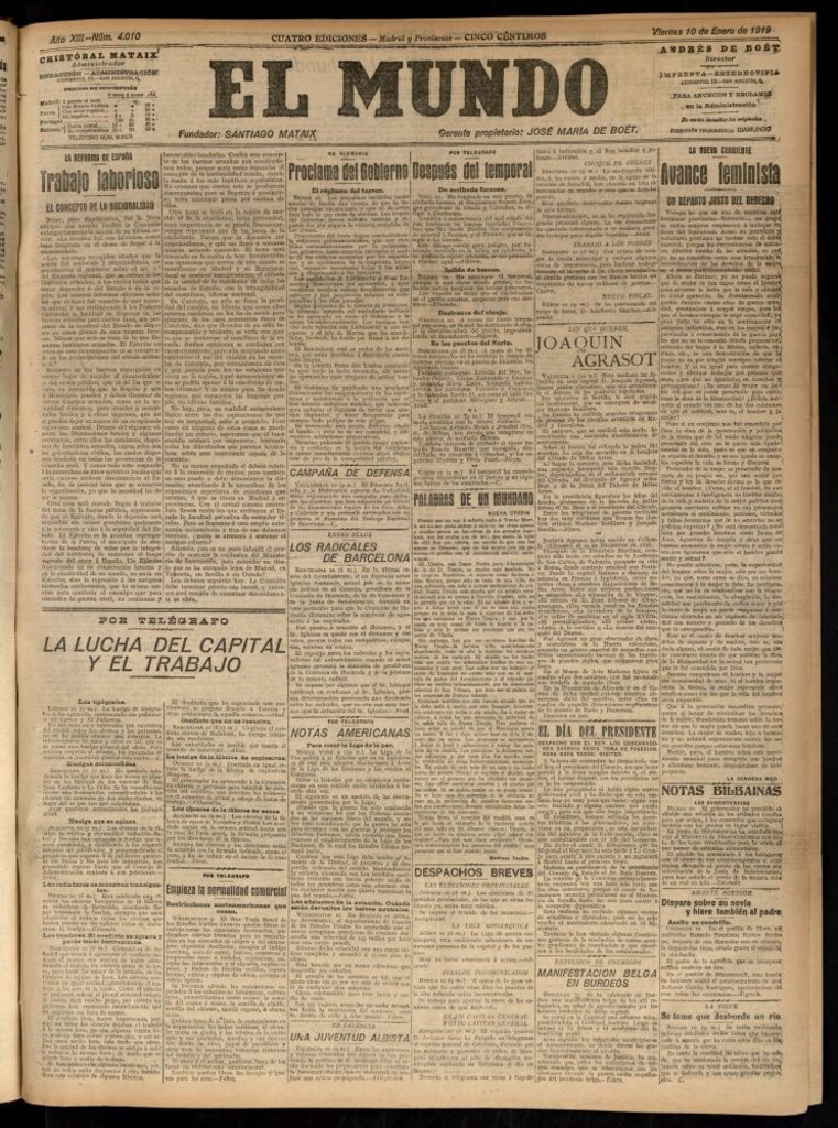 Miniatura de El Mundo del 10 de enero de 1919
