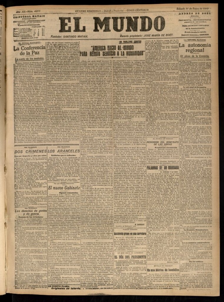 Miniatura de El Mundo del 11 de enero de 1919