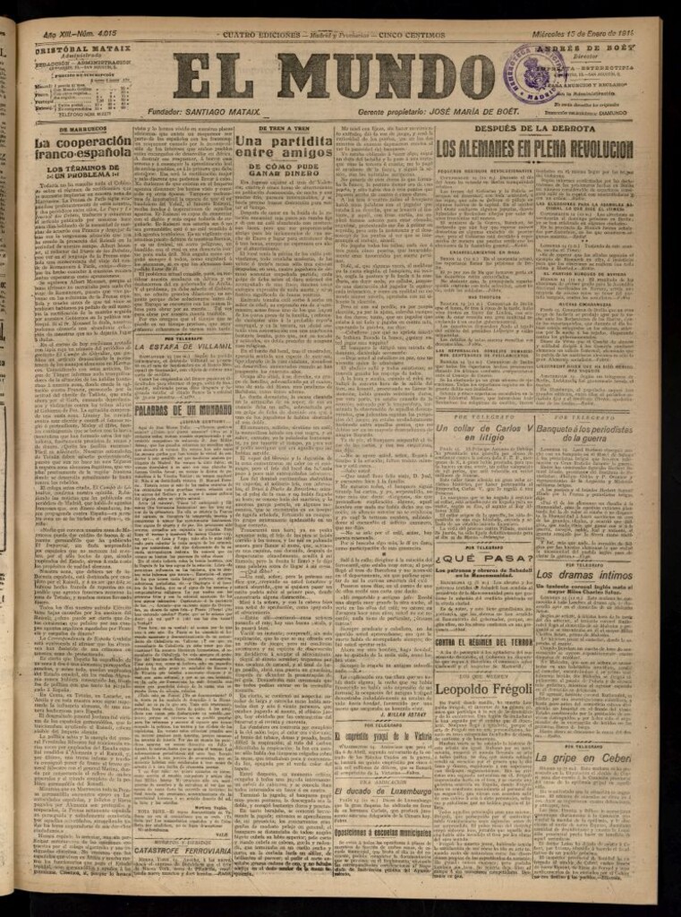 Miniatura de El Mundo del 15 de enero de 1919