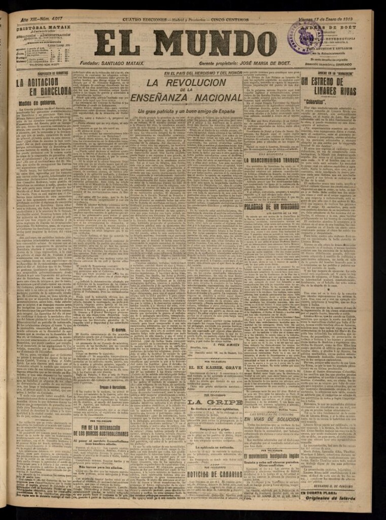 Miniatura de El Mundo del 17 de enero de 1919