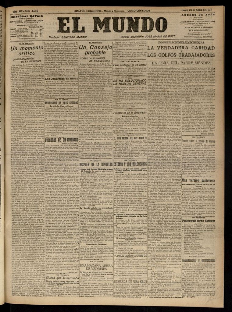 Miniatura de El Mundo del 20 de enero de 1919
