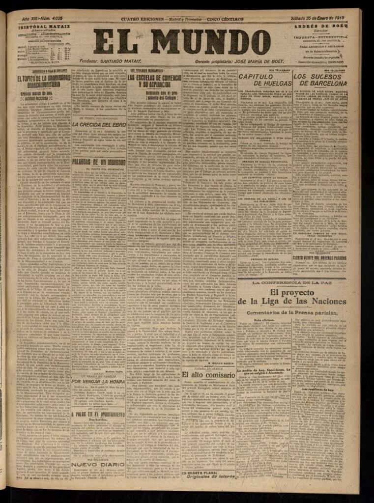 Miniatura de El Mundo del 25 de enero de 1919