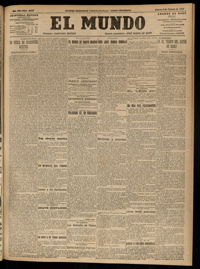 Miniatura de El Mundo del 6 de febrero de 1919