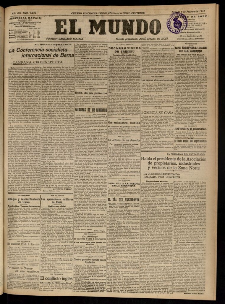 Miniatura de El Mundo del 8 de febrero de 1919
