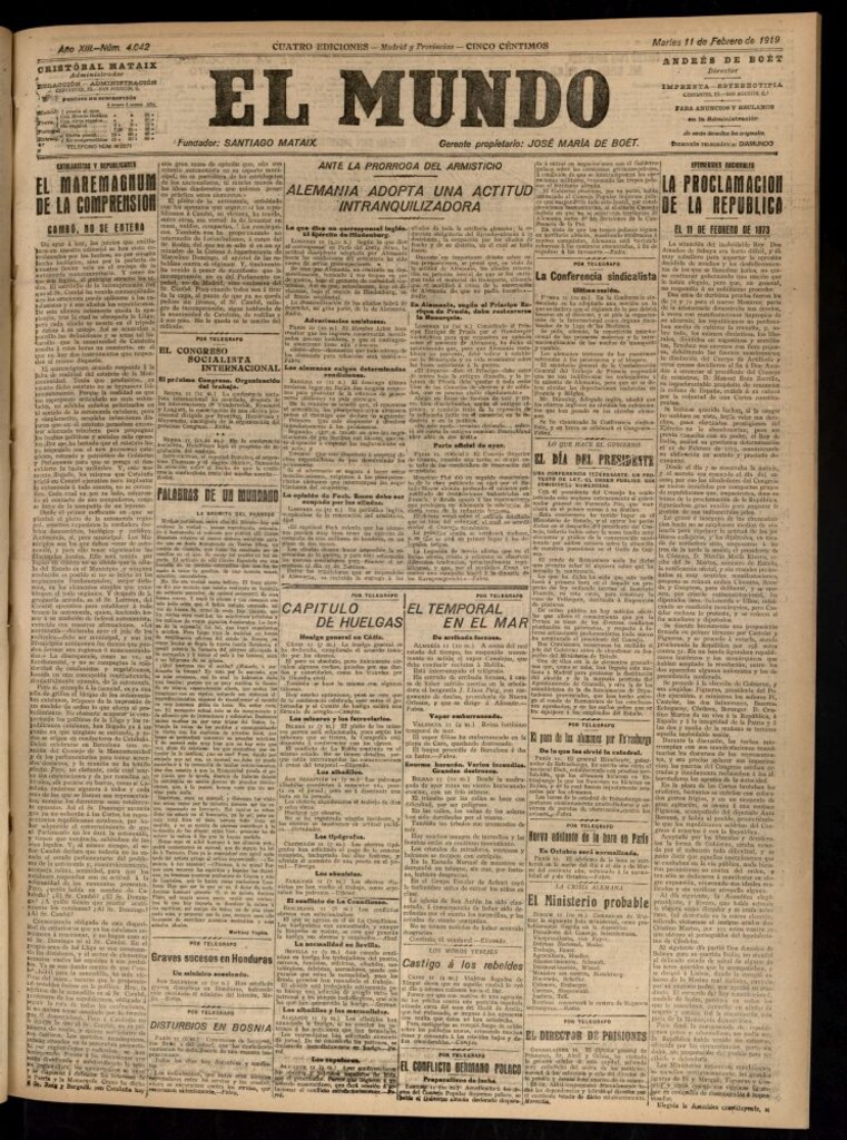 Miniatura de El Mundo del 11 de febrero de 1919