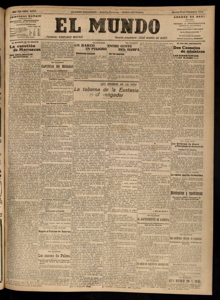 Miniatura de El Mundo del 20 de febrero de 1919
