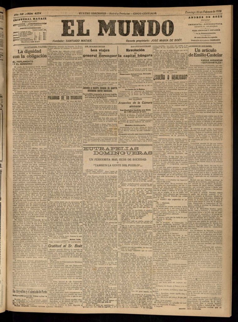 Miniatura de El Mundo del 23 de febrero de 1919