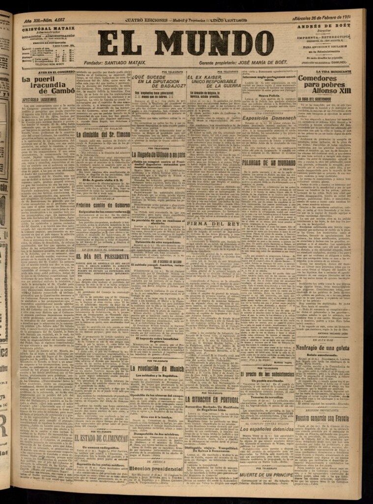 Miniatura de El Mundo del 26 de febrero de 1919