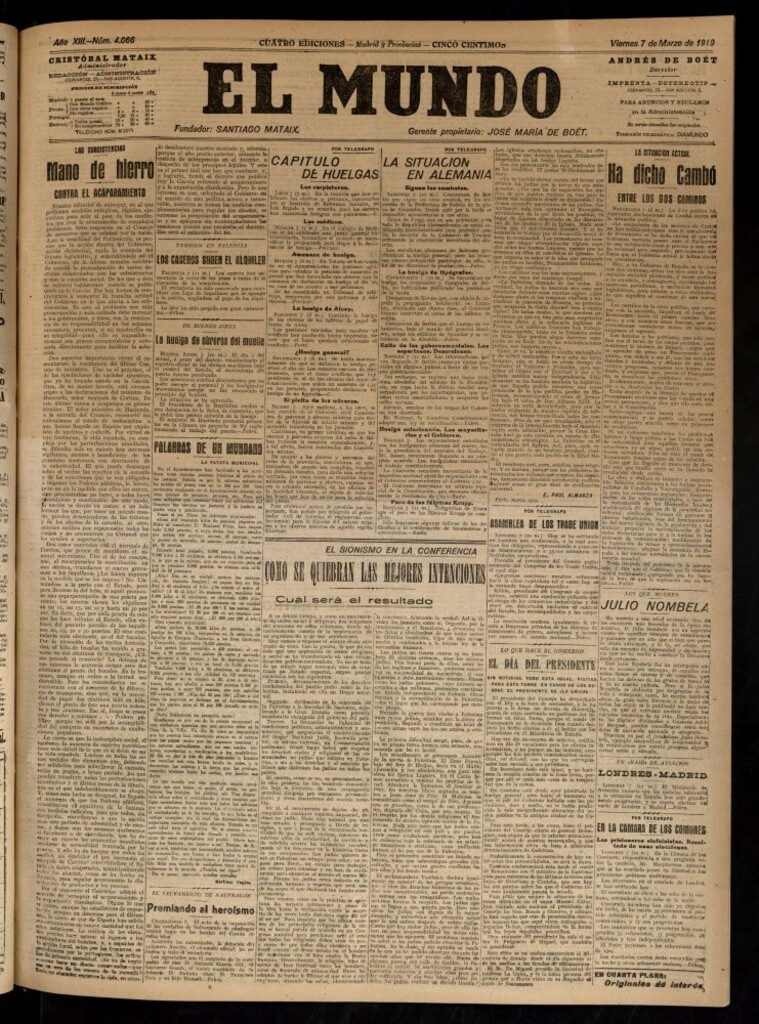 Miniatura de El Mundo del 7 de marzo de 1919