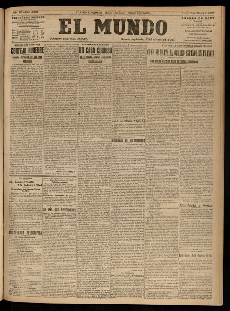 Miniatura de El Mundo del 10 de marzo de 1919