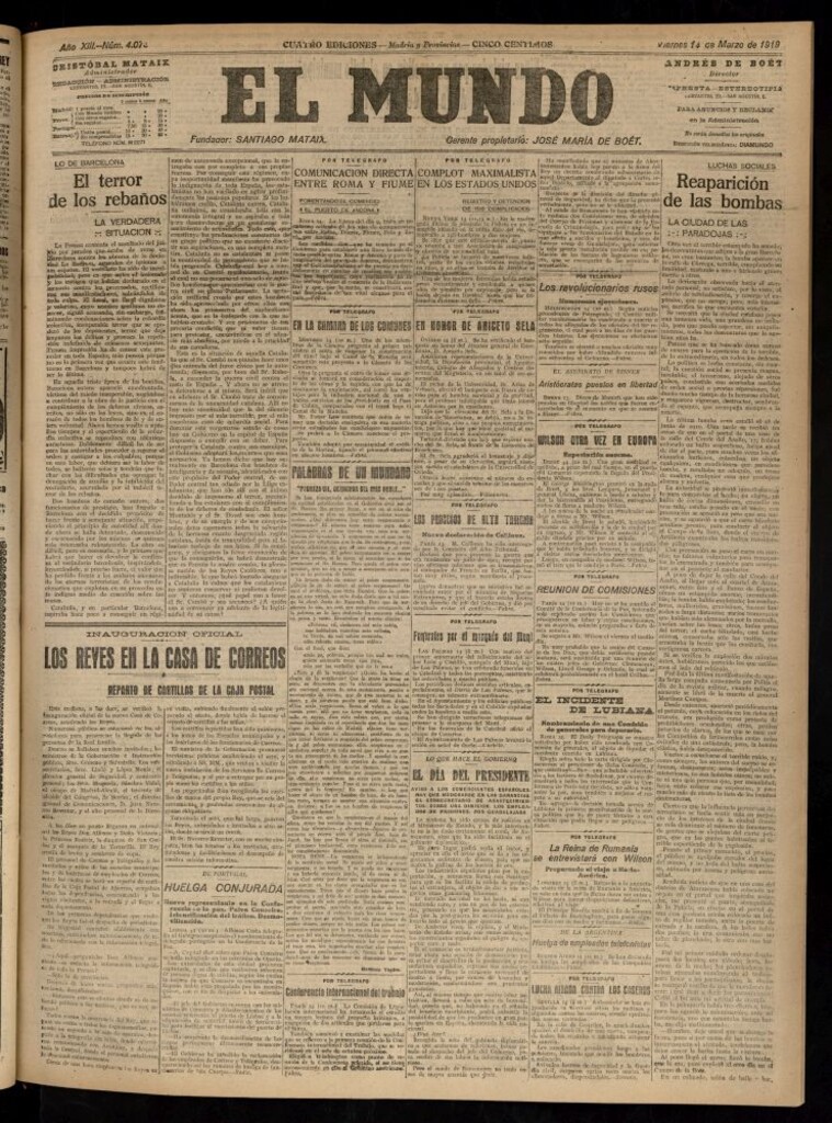 Miniatura de El Mundo del 14 de marzo de 1919