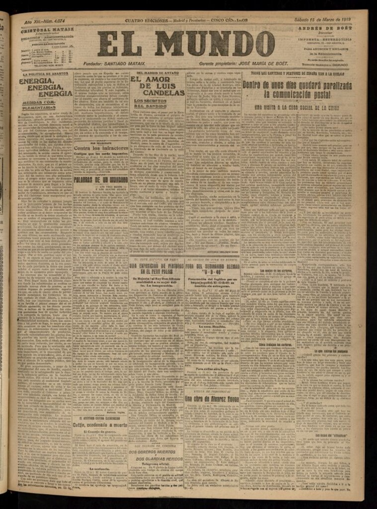 Miniatura de El Mundo del 15 de marzo de 1919