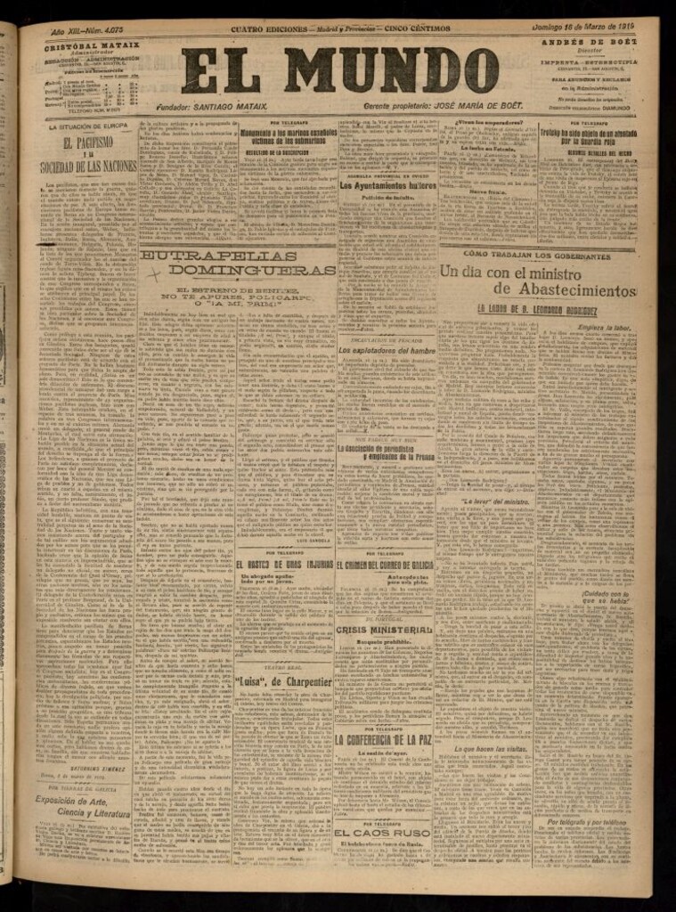 Miniatura de El Mundo del 16 de marzo de 1919