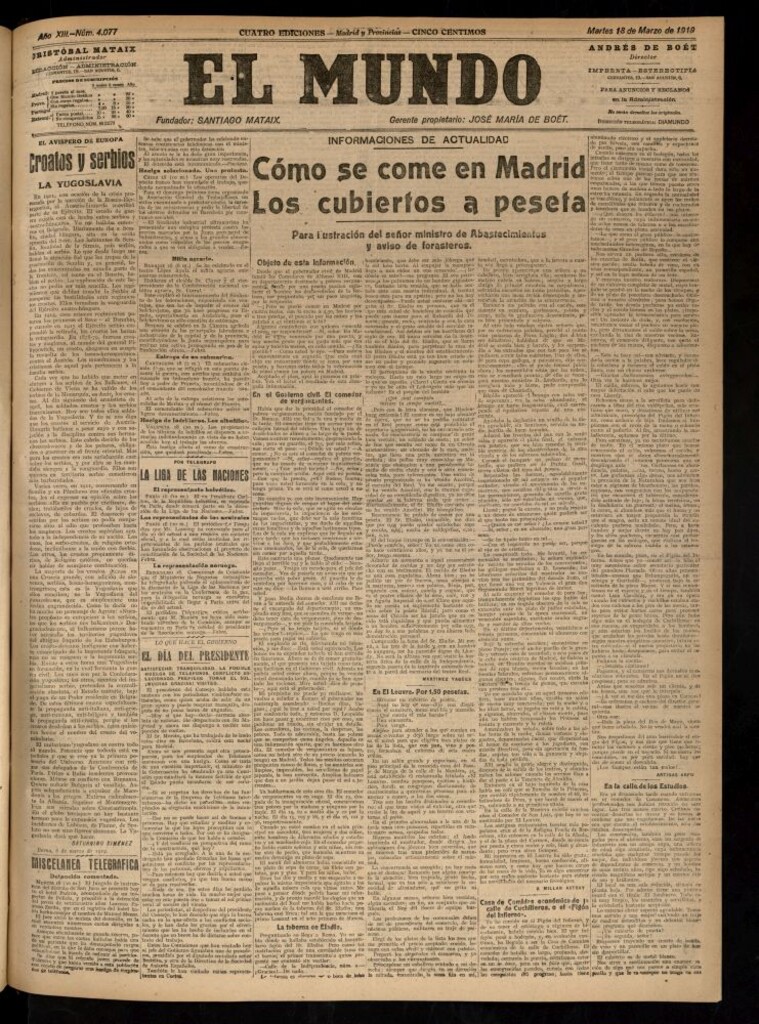 Miniatura de El Mundo del 18 de marzo de 1919