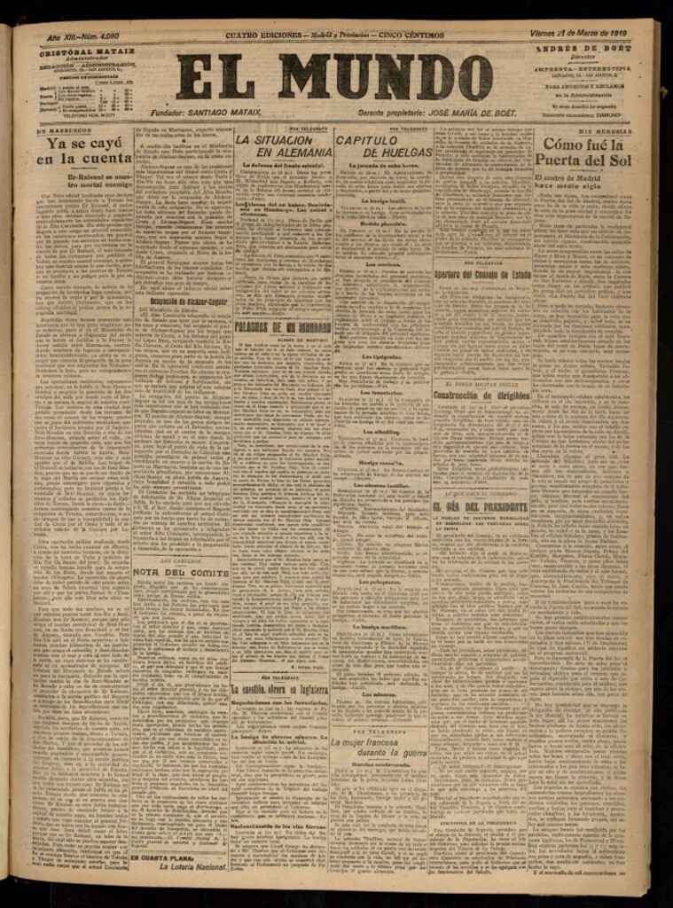 Miniatura de El Mundo del 21 de marzo de 1919