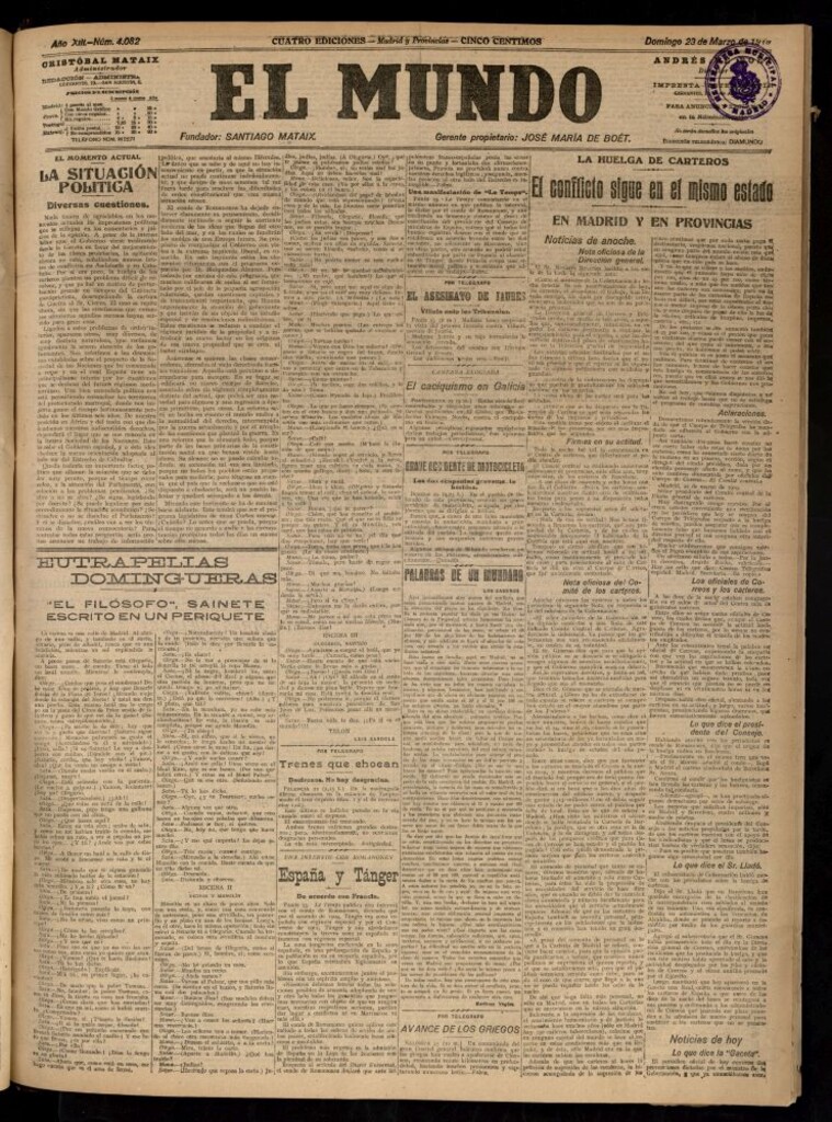 Miniatura de El Mundo del 23 de marzo de 1919