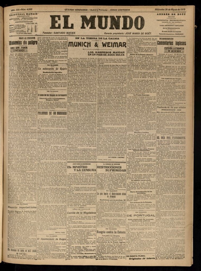 Miniatura de El Mundo del 26 de marzo de 1919