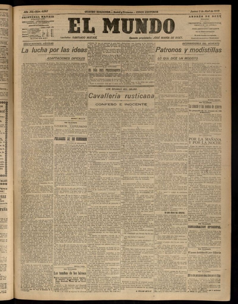 Miniatura de El Mundo del 3 de abril de 1919