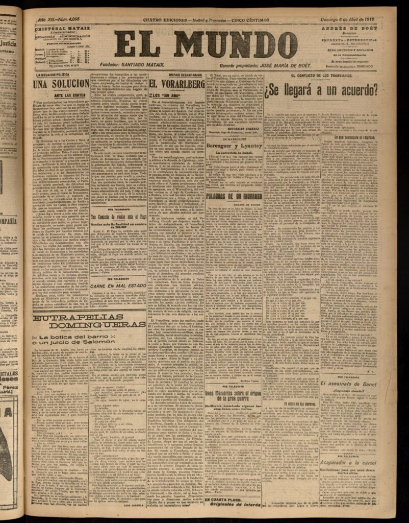 Miniatura de El Mundo del 6 de abril de 1919