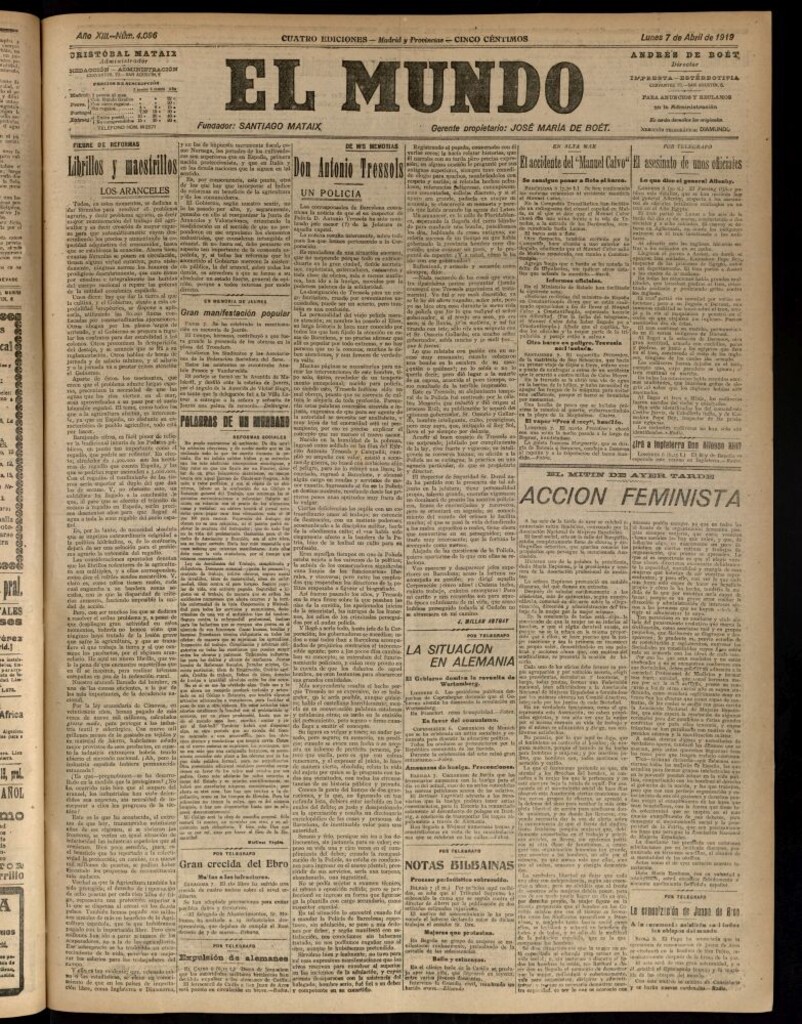 Miniatura de El Mundo del 7 de abril de 1919