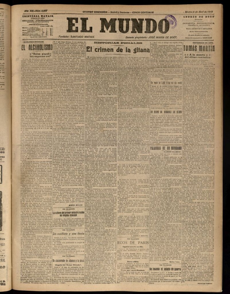 Miniatura de El Mundo del 8 de abril de 1919
