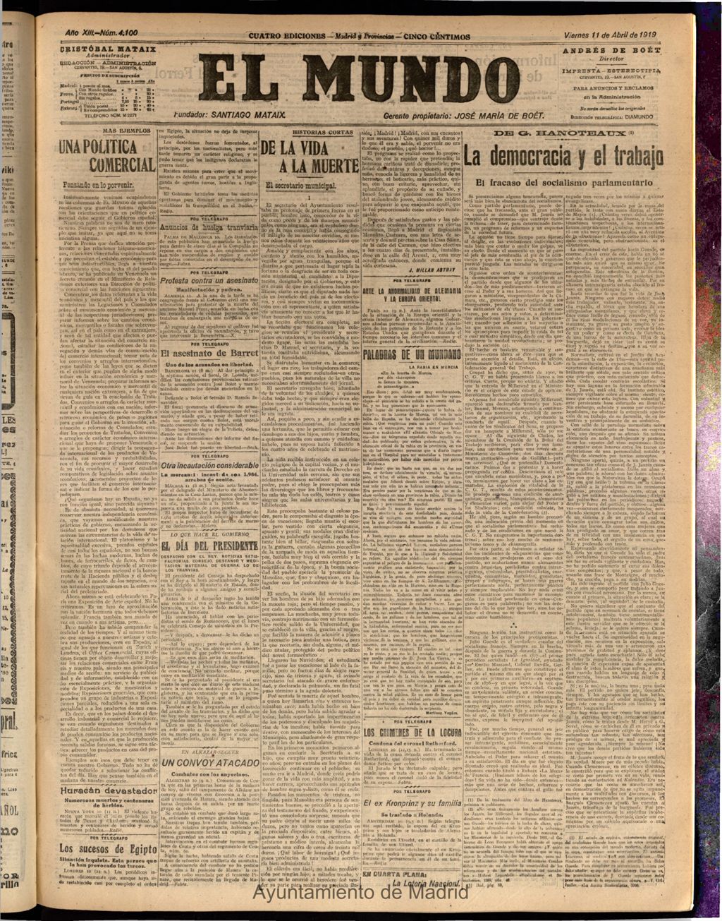 Miniatura de El Mundo del 11 de abril de 1919