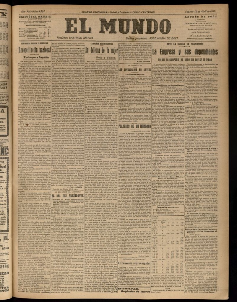 Miniatura de El Mundo del 12 de abril de 1919