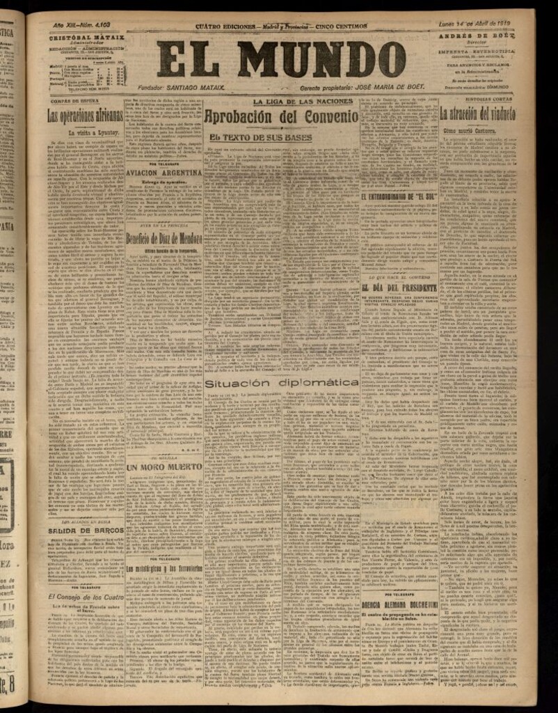 Miniatura de El Mundo del 14 de abril de 1919