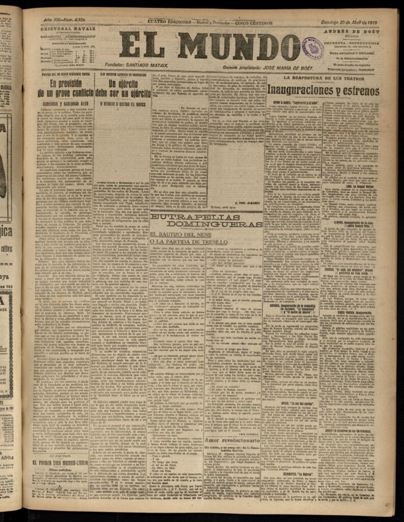 Miniatura de El Mundo del 20 de abril de 1919