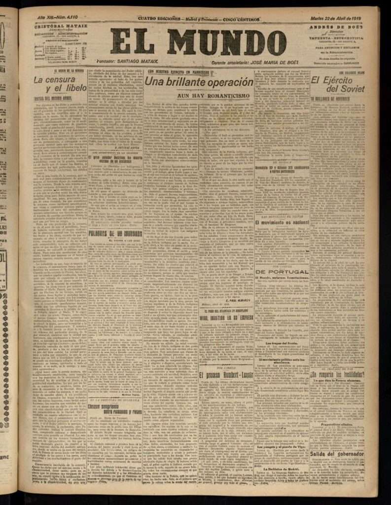 Miniatura de El Mundo del 22 de abril de 1919