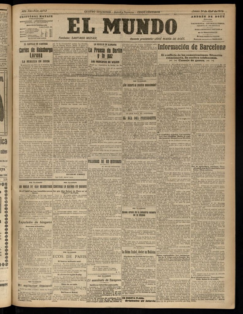 Miniatura de El Mundo del 24 de abril de 1919