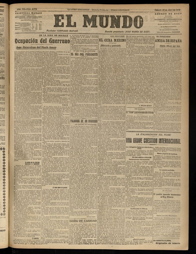 Miniatura de El Mundo del 26 de abril de 1919