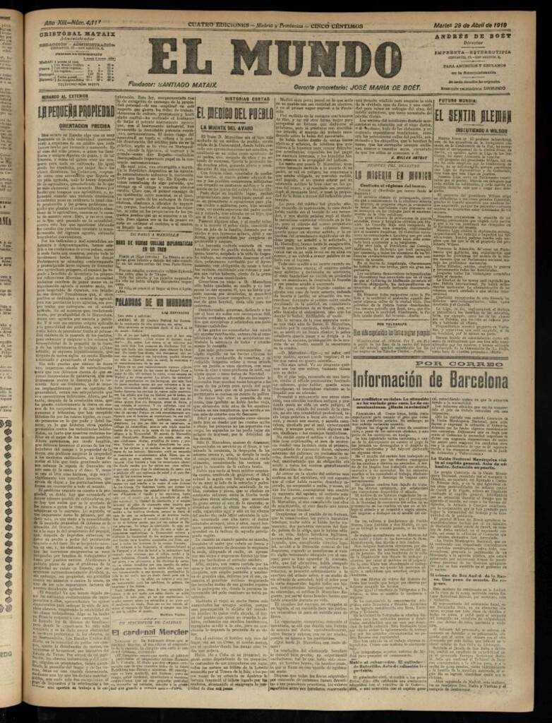 Miniatura de El Mundo del 29 de abril de 1919