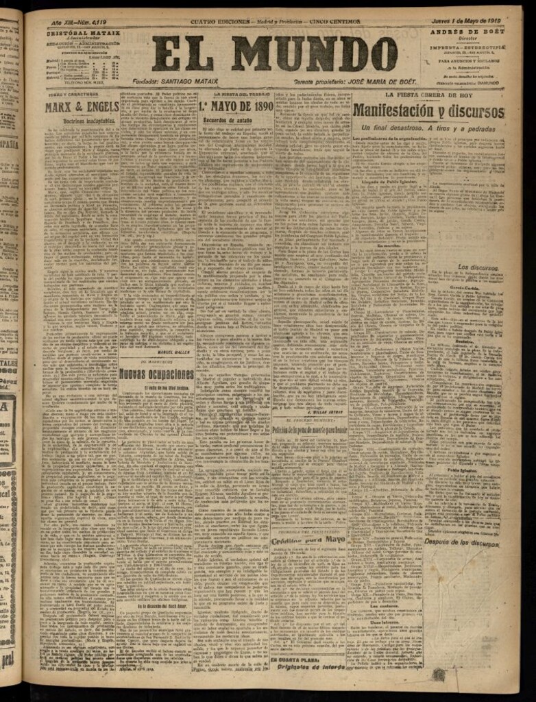Miniatura de El Mundo del 1 de mayo de 1919
