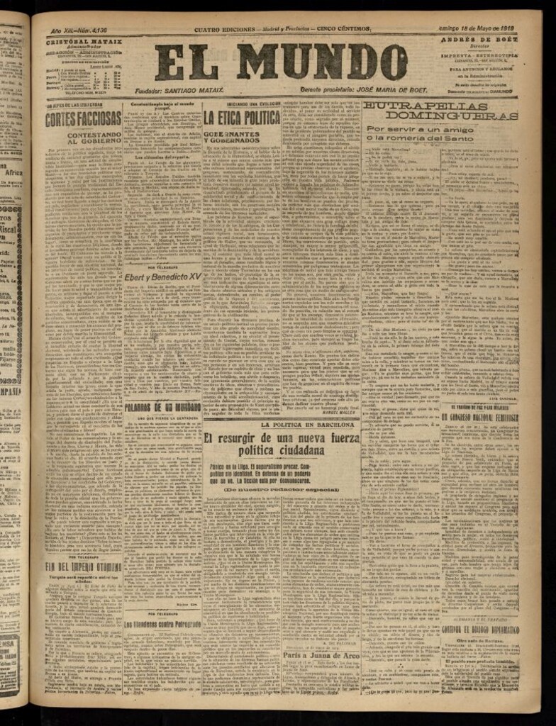 Miniatura de El Mundo del 18 de mayo de 1919