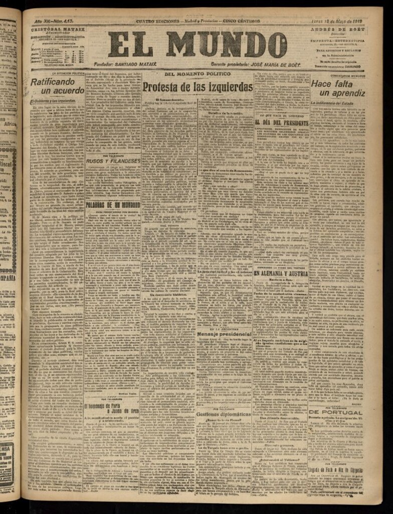 Miniatura de El Mundo del 19 de mayo de 1919