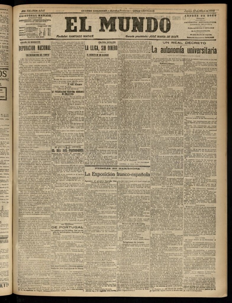 Miniatura de El Mundo del 22 de mayo de 1919