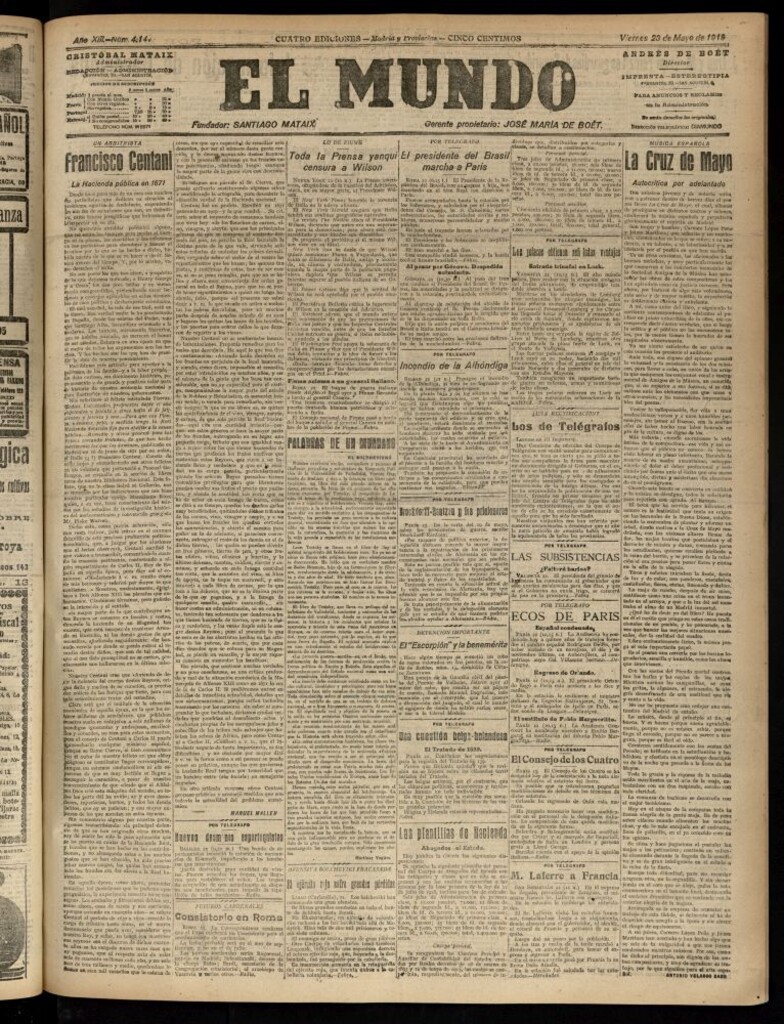 Miniatura de El Mundo del 23 de mayo de 1919