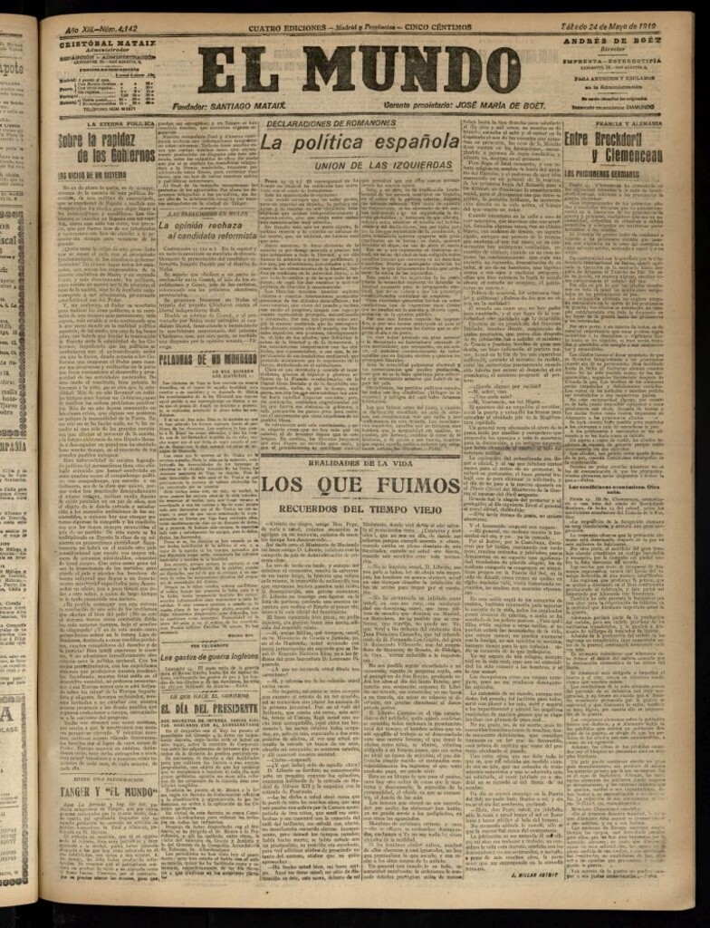 Miniatura de El Mundo del 24 de mayo de 1919