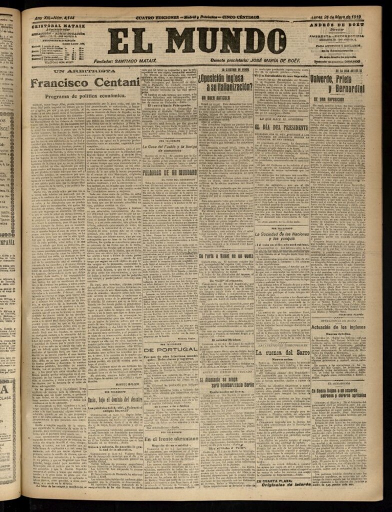 Miniatura de El Mundo del 26 de mayo de 1919