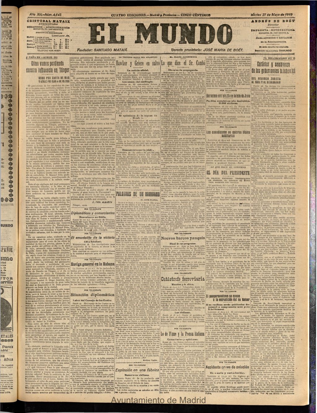 Miniatura de El Mundo del 27 de mayo de 1919