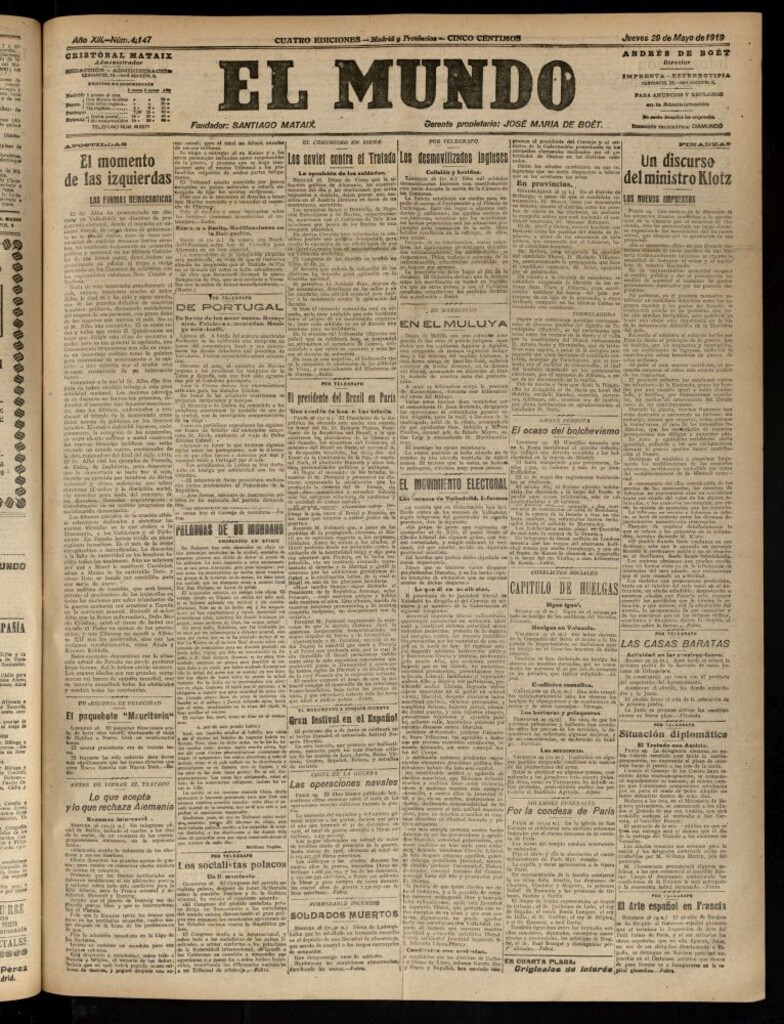 Miniatura de El Mundo del 29 de mayo de 1919