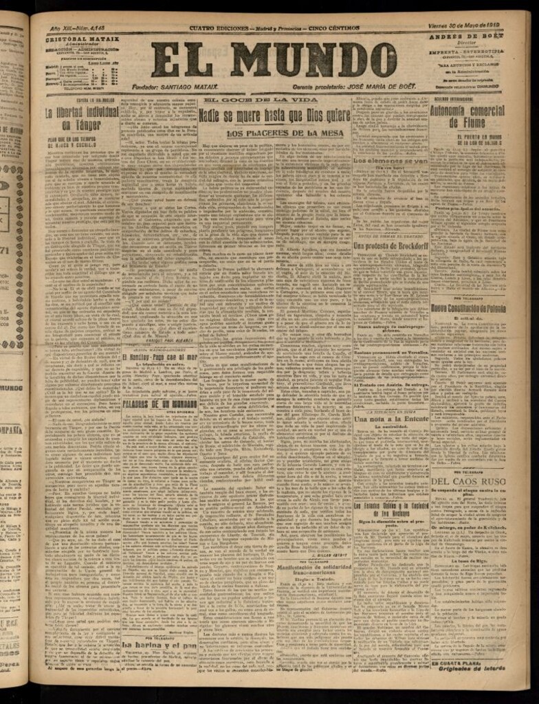 Miniatura de El Mundo del 30 de mayo de 1919