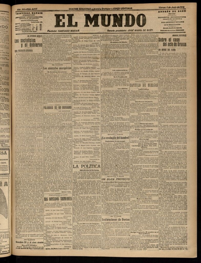 Miniatura de El Mundo del 6 de junio de 1919